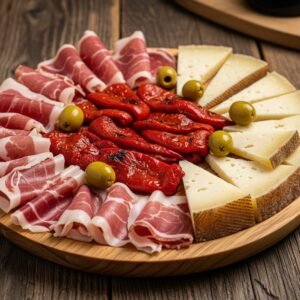 Jamón Ibérico, Pimiento de Piquillo y Queso Manchego